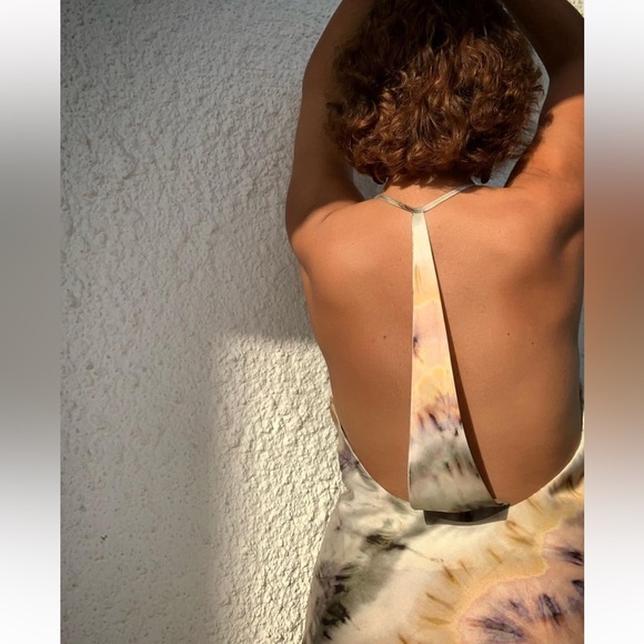 Zara Tie Dye Satin Effect Halter Midi Dress NWT - Picture 2 of 15